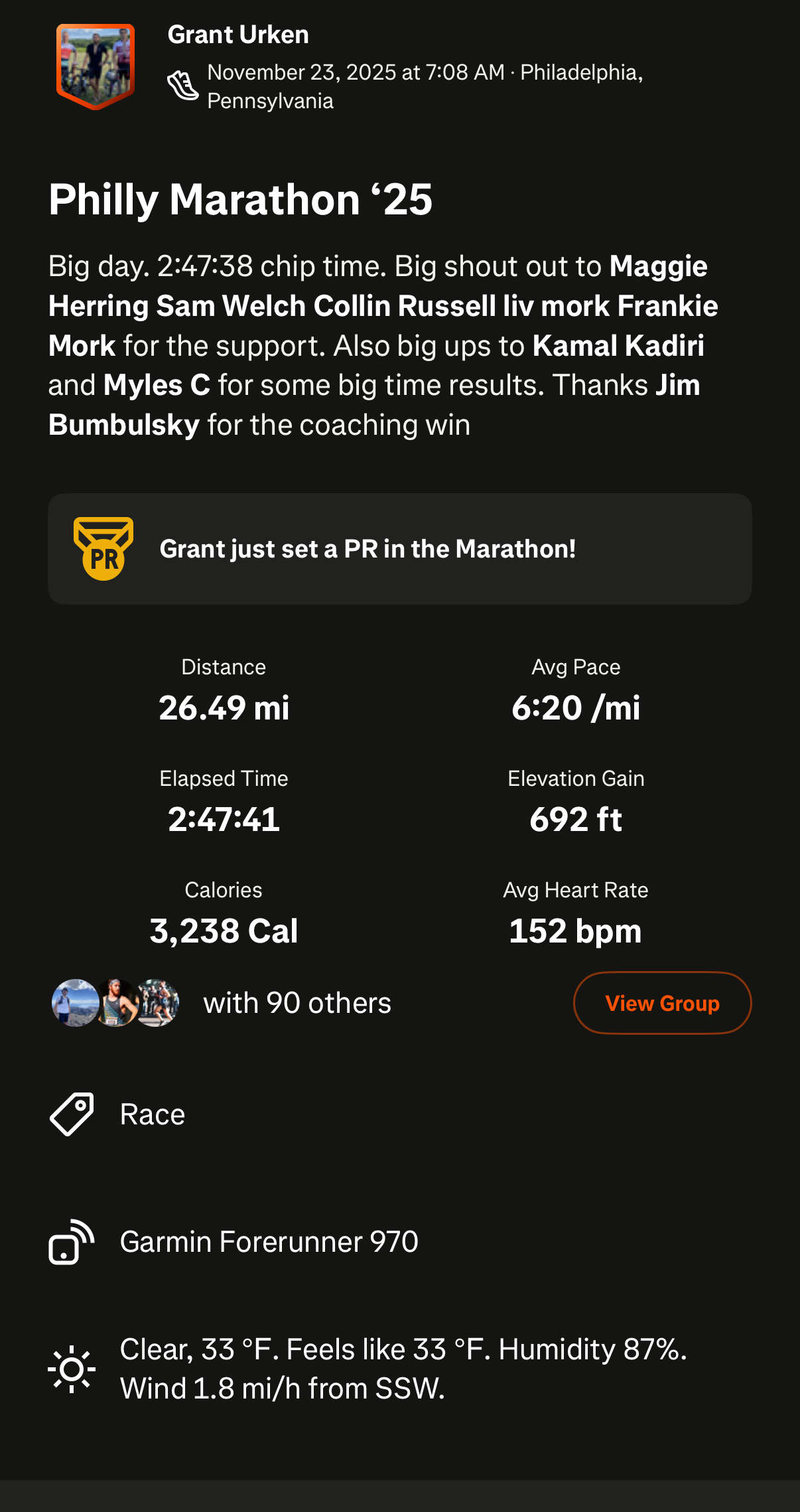Ritual race result 1